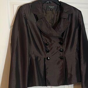Signature by Larry Levine Dark Brown Double-Breasted Blazer